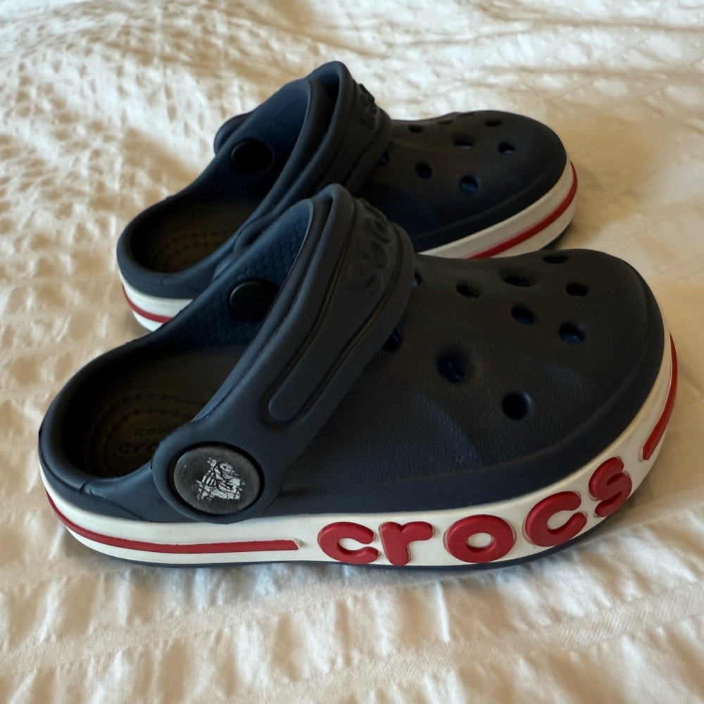 CROCS Blue and Red Sandals with Perforated Design